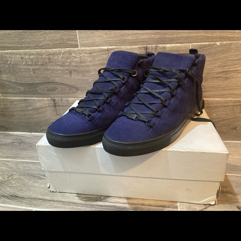 Mens Blue Size 12 Balenciaga Arena Suede Sneakers